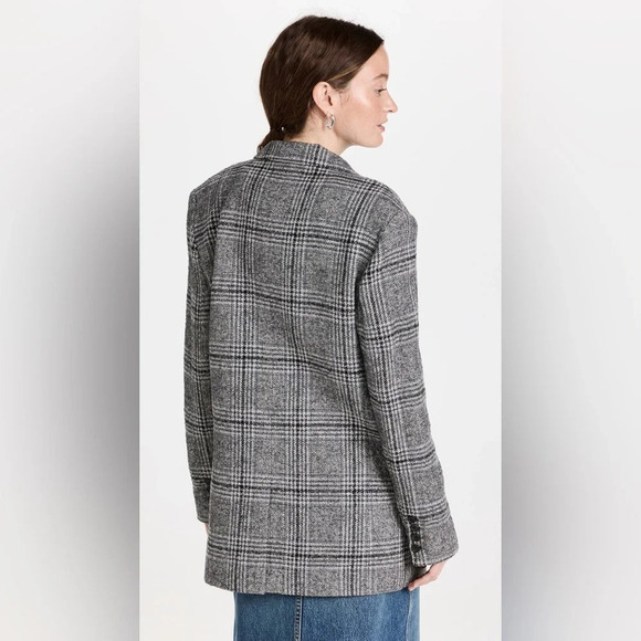 Smythe Oversized Notched Lapel Blazer Gray Glen Check Plaid Small - Picture 5 of 16
